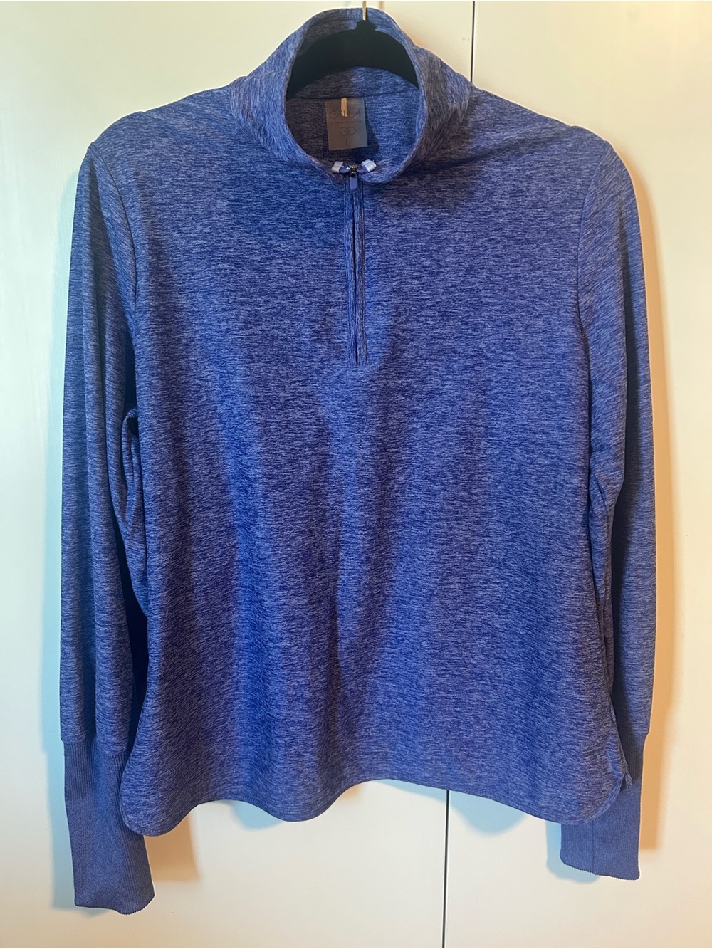 CALIA Women's Cozy Essentials Long Sleeve Quarter-Zip Pullover in heathered blue